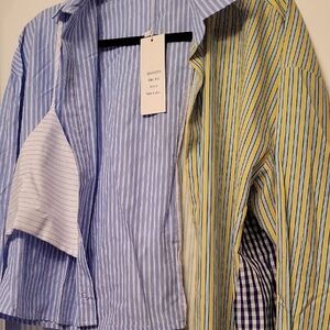 Blue and Yellow Striped Men's Shirt